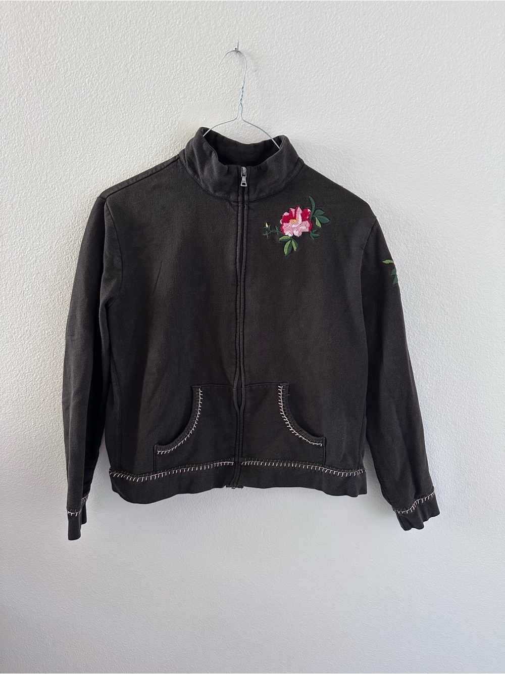 Y2K embroidered zip up